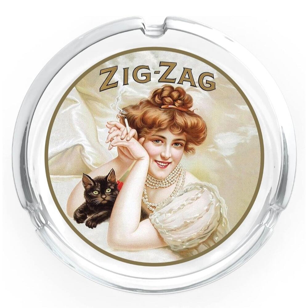 Zig-Zag Glass Ashtray • Vintage Lady Design • Smoking Accessory Collectible